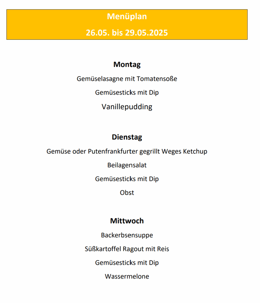 menüplan 25.05.